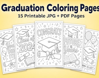 Graduation Coloring Pages, Printable Graduation Party Activity PDF, Kids Classroom Coloring Pages Digital Download