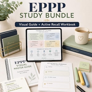 EPPP-studieguidepaket, visuell huvudguide och aktiv återkallningsarbetsbok, förberedelse för psykologexamen i PDF-format