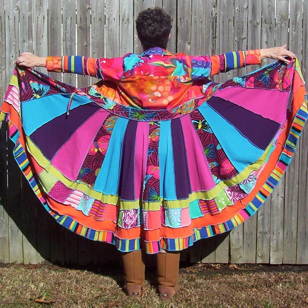 COLORFUL COTTON Sweater Coat Repurposed Recycled