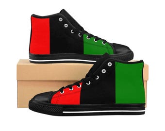 Men's High-Top Sneakers - Heritage Red Black Green Design
