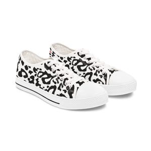 Women's Low Top Sneakers -Black & White Leopard Print "Original Tag"