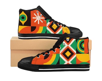 Men's High-Top Sneakers - Exotic Pattern  "Original Tag"