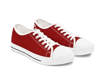 Classic Red Low-Top Sneakers - Women's Casual Canvas Shoes