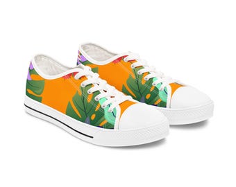 Women's Low Top Sneakers - Vibrant Tropical Design "Original Tag"