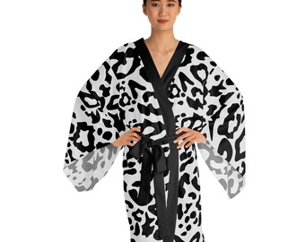 Black & White Leopard Kimono Lounge Wear