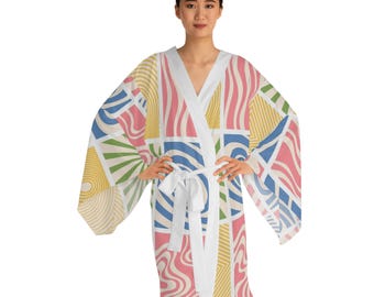 Colorful Geometric Pattern Kimono Lounge Wear