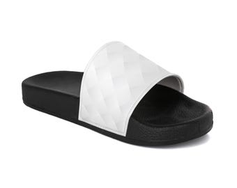 Women's Slide Sandals - White Textured Strap