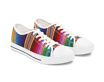 Women's Low Top Sneakers -Vibrant Exotic Stripe Print "Original Tag"