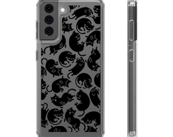 Cute Black Cats - Black Cat Pattern phone case original art, clear impact case, protective iPhone Samsung cover, colorful accessories, gift