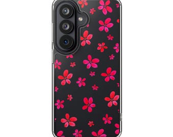Pink and Red Summer Flowers - floral pattern phone case, original design art cover, protective, iPhone Samsung cases, stylish gift ideas