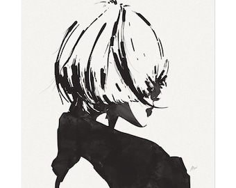 Whisper - Black and White Watercolor Woman Portrait Poster by Allison Reich | Matte Art Print