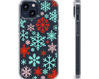 Holiday Snowflakes - Colorful Snowflake Pattern dopamine colored art holiday snow Phone Case, original art cover, iPhone Samsung cases, gift