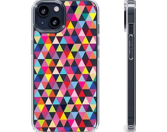 Colorful Triangles - Colorful Geometric Triangle Pattern Phone Case with original art, clear impact case, iPhone Samsung cover