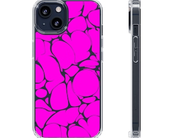 Slick Pink - Hot Pink Dopamine Phone, original design art abstract cover, protective clear edge, iPhone Samsung cases, stylish gift ideas