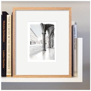 Dibujo a lápiz de Bolonia: la Piazza Santo Stefano, impresión de edición limitada