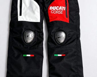 Ducati Corse Racing Motorcycle Riding Pants with CE Knee Armor | Professional Biker Gear.