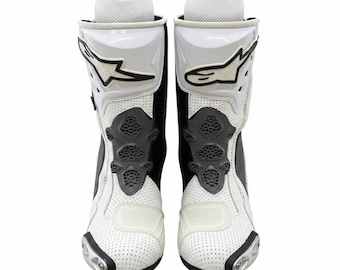 Alpinestars Motorcycle Racing Shoes CE Certified Leather Riding Boots Red White Black Biker Gear.