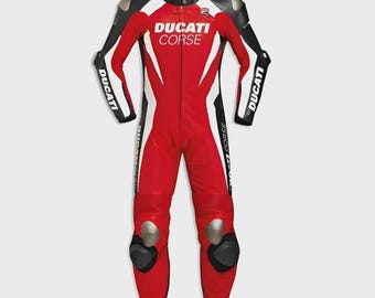 Ducati Corse K3 CE Armored Leather Motorcycle Racing Suit Men.