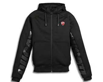 Ducati Black Zip Up Hoodie Unisex Motorcycle Racing Sweatshirt Biker Streetwear Jacket.