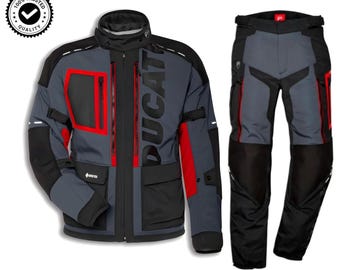 Ducati Strada C5 Touring Suit Men Waterproof Motorcycle Jacket Pants CE Armor.
