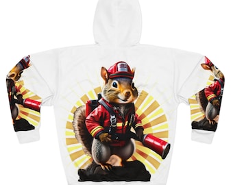 Feuerwehr Eichhörnchen Unisex Pullover Hoodie - Gemütliches Wildtierbekleidung, tolles Geschenk für Naturbegeisterte, warme und lustige Mode