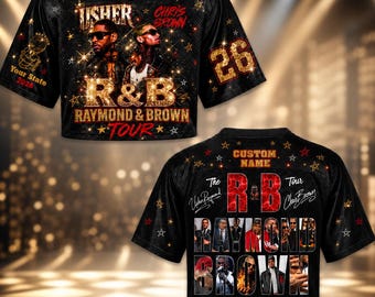 Usher Chris Brown R&B Tour 2026 Crop Top Jersey, Custom Name Concert Crop Jersey, Raymond Brown Fan Shirt, Personalized Hip Hop RnB Crop Top