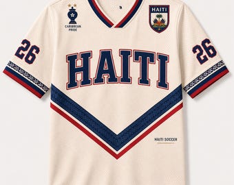 Haiti Soccer Jersey, Retro Caribbean Shirt, Custom Name Number Jersey, Haitian Football Fan Gift