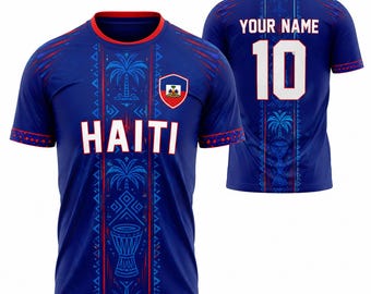 Personalized Haiti Kids Soccer Jersey , Custom Name Number Football Outfit, Ayiti Cheri Haiti Fan Shirt for Boys, Soccer Team Jersey