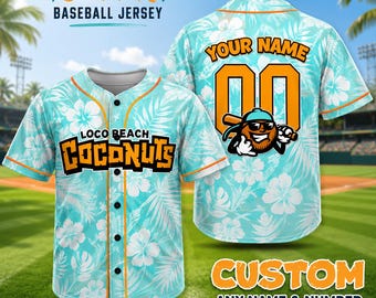 Personalized Coconuts Baseball Jersey, Loco Beach Uniform Jersey, Coconuts Game Day Shirt, Coconuts Fan Gift