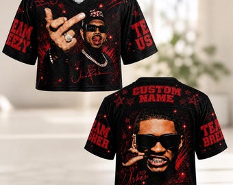 Custom Usher Chris Brown Concert Crop Jersey, Team Breezy Team Usher Shirt, R&B Tour 2026 Crop Top, Personalized Name Jersey, Concert Outfit