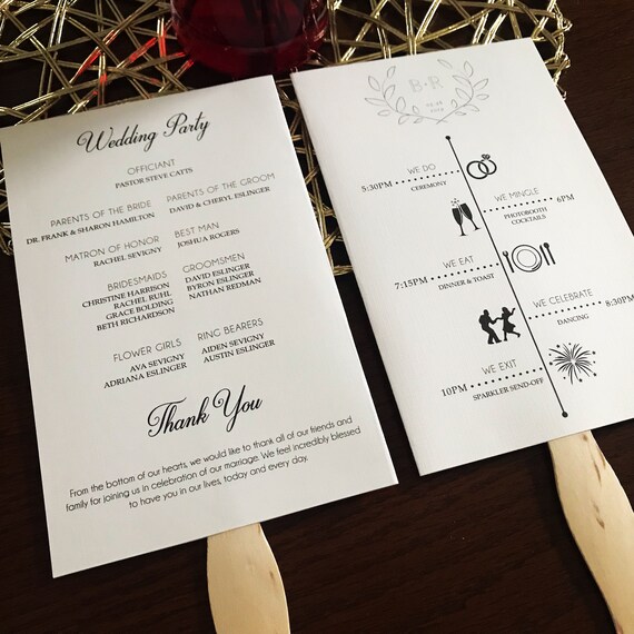 Custom Wedding Ceremony Program Fan Fun Wedding Program Etsy