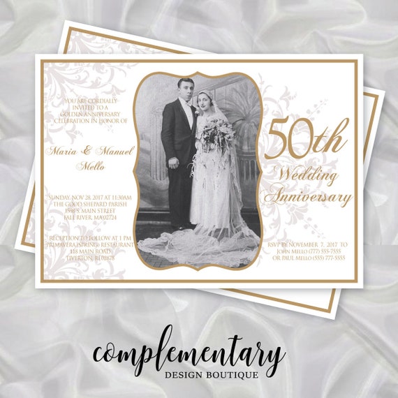 50th Wedding Anniversary Invitation Golden Anniversary Etsy