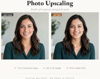 Photo Upscaling Service, Fix Blurry Low Resolution Photos, Unblur and Sharpen Images, Enlarge to Print Size, HD Digital File