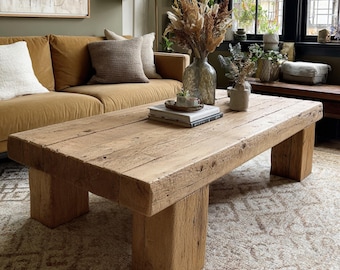 Premium Custom Made Solid Wood Coffee Table Handmade Live Edge Walnut Oak Center Table Elegant Living Spaces Modern Rustic Luxury