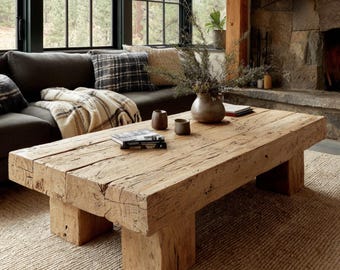 Premium Handmade Wooden Coffee Table Live Edge Solid Wood Custom Walnut Oak Center Table Elegant Interior Design Luxury Home Decor Modern