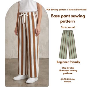 Ease naaipatroon wijde pijpen broek | Zelfstudie broek met elastische taille (pdf-download)