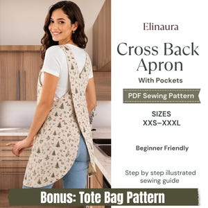 Easy Cross Back Apron Sewing Pattern pdf | Japanese Apron Pattern printable | XXS-3XL | Beginner friendly pinafore Apron Pattern | A4-A0-US