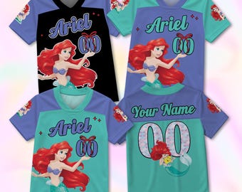 Prinzessin Ariel Coquette Fußball Trikot, Die kleine Meerjungfrau Disney inspiriert Shirt, Rosa Schleifen Grafik T-Shirt, Magic Kingdom Fan Geschenk