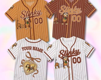 Custom Slinky Dog Baseball Jersey, Personalized Toy Story Dog Shirt, Disney Family Trip Outfit, Custom Name Jersey Kids Youth Adult