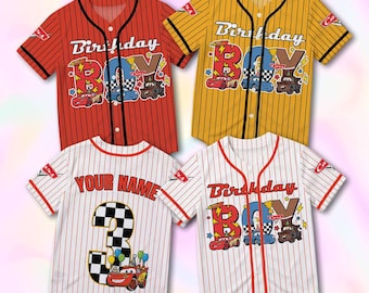 Custom Bliksem McQueen verjaardag honkbalshirt gepersonaliseerde auto's familie bijpassende shirt met naamnummer Disney verjaardagsfeestje kleding