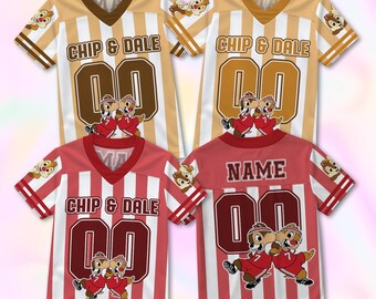 Kundenspezifisches Chip und Dale Fußballtrikot, personalisiertes Disney Kinder-Shirt, Rettungs-Ranger-Geburtstagsgeschenk, Namennummer-T-Stück