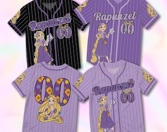Princess Rapunzel Coquette Baseball Jersey, Tangled Disney Inspired Shirt, Pink Bow Princess Graphic Tee, Magic Kingdom Fan Gift Jersey
