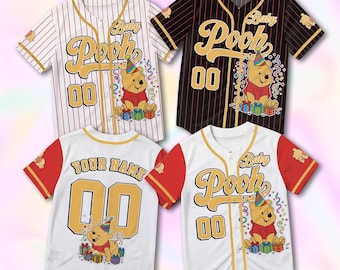 Personalized Winnie the Pooh Baby Jersey, Classic Pooh Bear Kids Sport Shirt, Disney Pooh Birthday Boy Outfit, Pooh Infant Toddler Tee