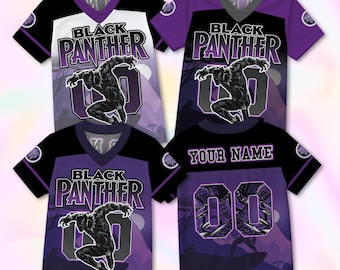 Custom Black Panther Football Jersey, Family Matching Birthday Shirt, Personalized Wakanda Forever Superhero Tee, Y2K Jersey Gift for Him