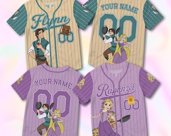 Personalized Rapunzel Flynn Baseball Shirt, Purple Navy Jersey, Custom Tangled Birthday Tee, Disney Honeymoon Gift, Magic Kingdom Top