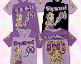 Princess Rapunzel Coquette Football Jersey, Tangled Disney Inspired Shirt, Pink Bow Princess Graphic Tee, Magic Kingdom Fan Gift Jersey