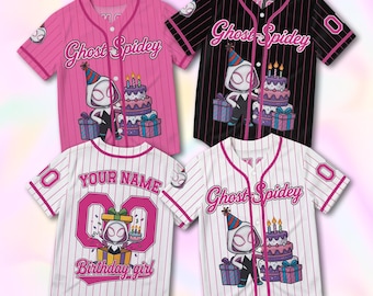Custom Ghost-Spidey Birthday Baseball Jersey, Personalized Family Shirt with Name & Number, Ghost-Spidey Birthday Matching Jersey