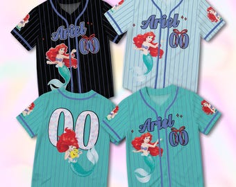 Princess Ariel Coquette Baseball Jersey, Little Mermaid Disney Inspired Shirt, Pink Bow Princess Graphic Tee, Magic Kingdom Fan Gift Jersey