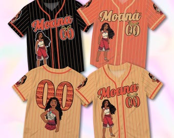 Princess Moana Coquette Baseball Jersey, Moana Disney Inspired Shirt, Pink Bow Princess Graphic Tee, Magic Kingdom Fan Gift Jersey