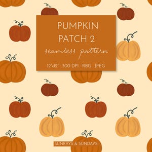 Pumpkin Patch(2) Seamless Pattern | DIGITAL DOWNLOAD | Hand-drawn for Kitchen Textiles, Digital Wallpapers, Thanksgiving Decor